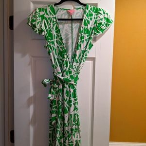 Lily Pulitzer ruffle sleeve dragonfly wrap dress